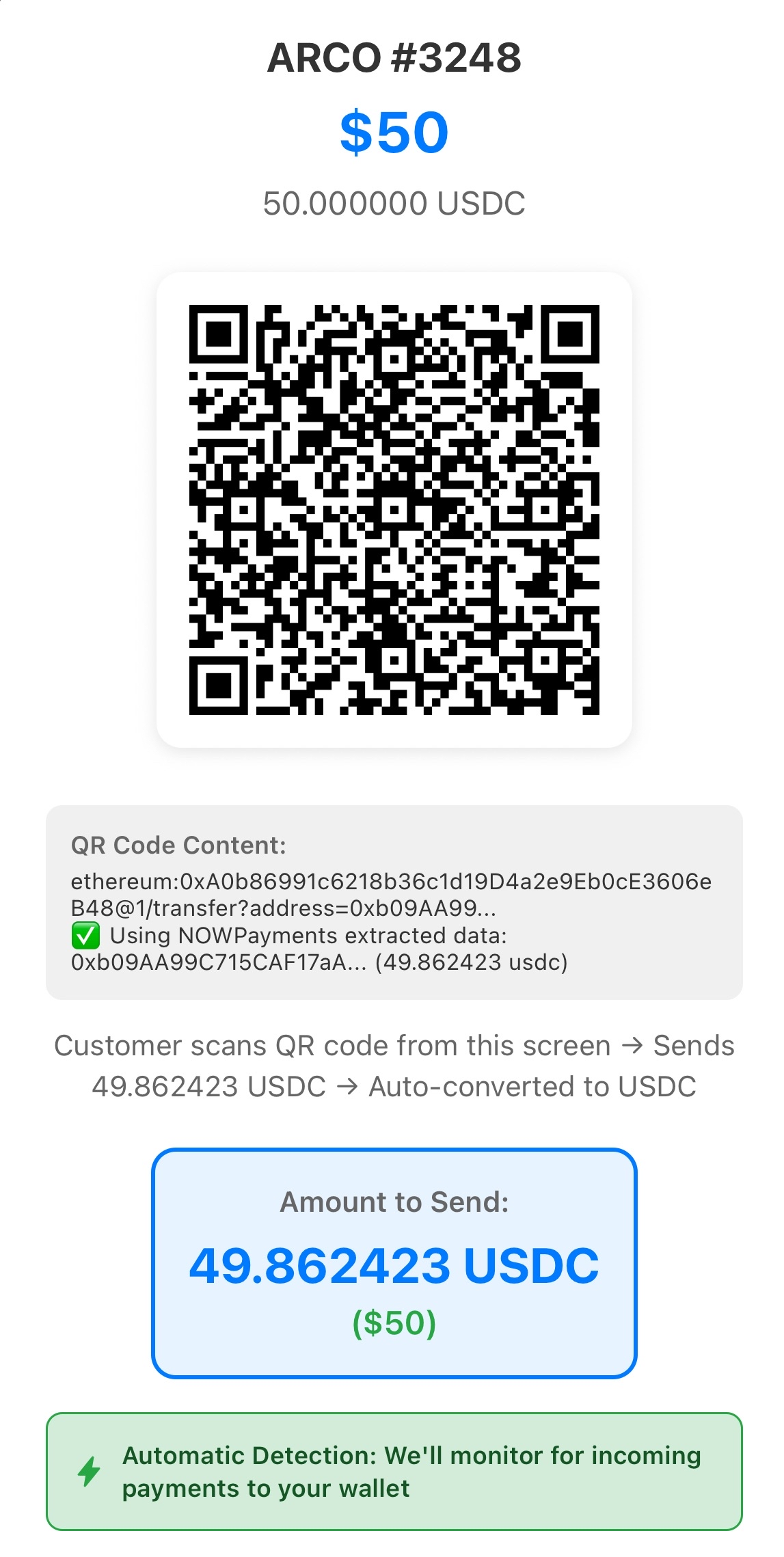 QR code payment flow